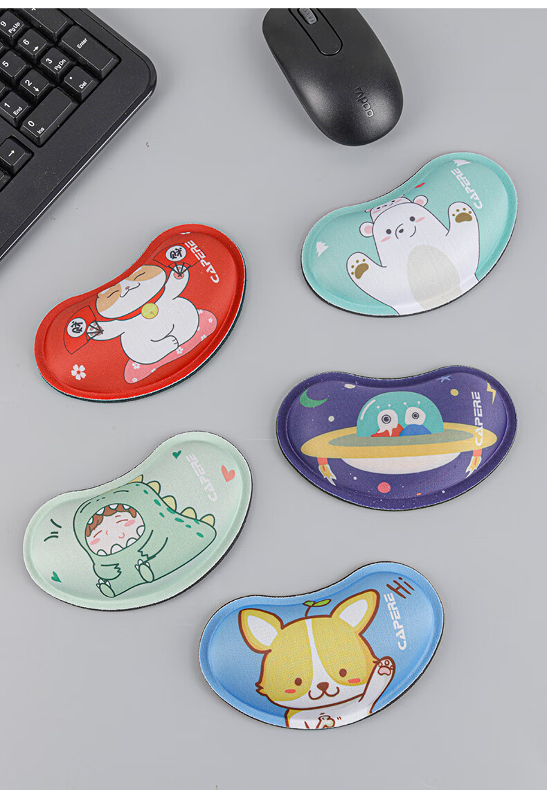 CAPERE Mouse Pad Wrist Rest, Slow Rebound Hand Support Wrist Pad, Comfortable Wrist Rest for Computer Office Use, Lucky Cat H218, 138X85X25mm 9