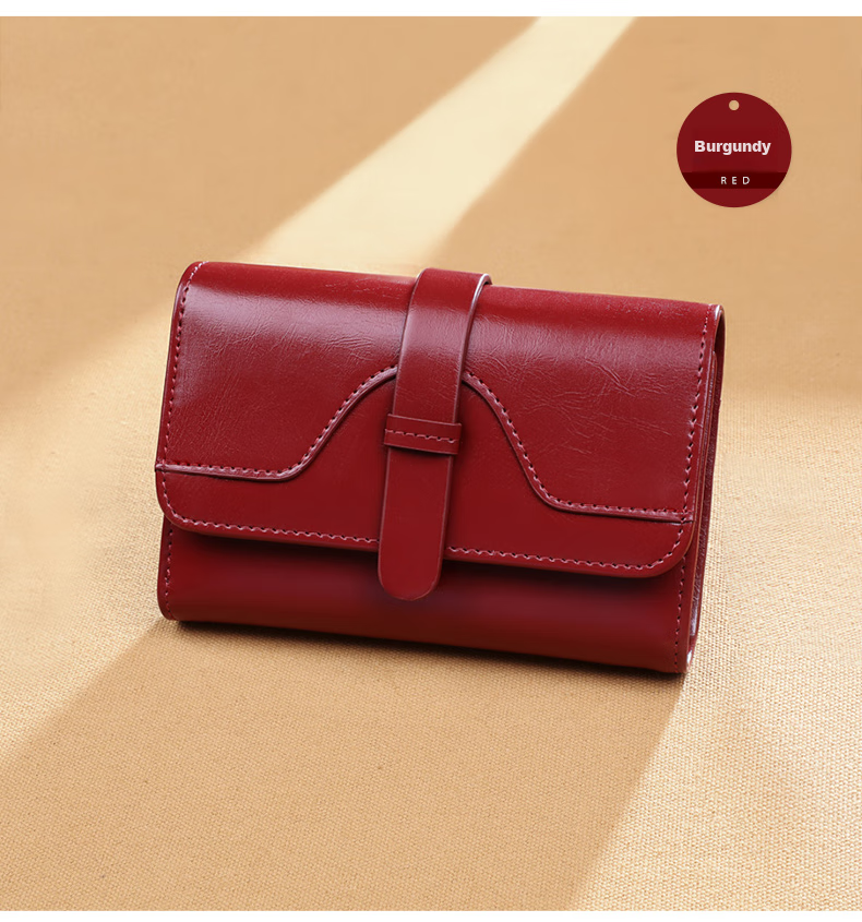 Viney Leather Women's Wallet, Foldable Short Coin Purse, High-End ID Card Holder, Integrated Brand Large Capacity Wallet, Leather Clutch 16