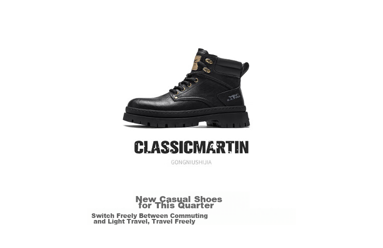 Bull Family Men's Autumn Winter Martin Boots Trendy Versatile Work Shoes Retro Durable Leather Boots for Men 4