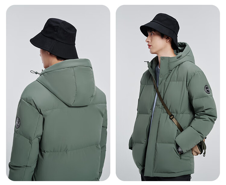 JD Original down Jacket for Men, Duck Down Thickened Cold-Resistant Workwear Puffer Coat Water-Repellent Winter Mid-Length Black Coat Size S 23