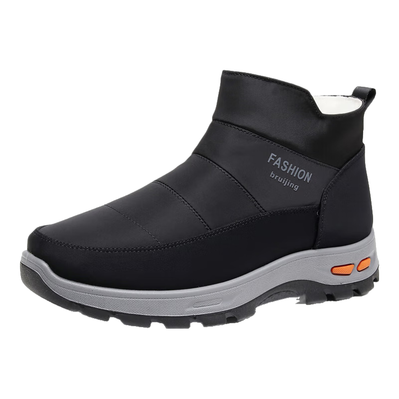 Ankang Winter Pure Wool Warm Men's Old Beijing Cloth Shoes, Thickened Waterproof Dad High-Top Cotton Boots 23503, Black, Size 40
