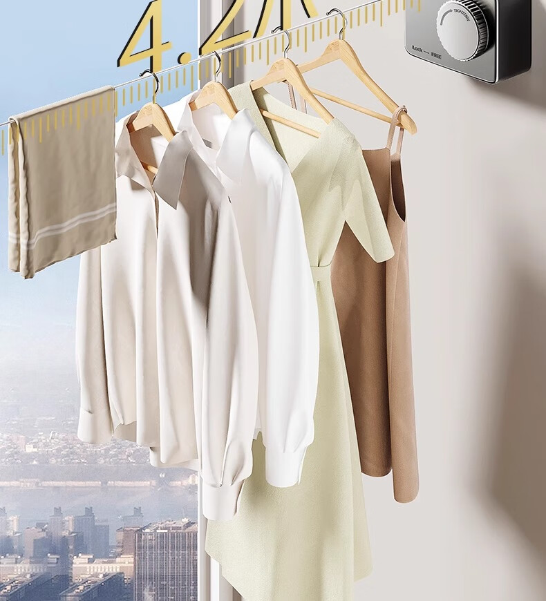 Baihan Retractable Clothesline, No Drilling Required, Indoor Bathroom Drying Rack, Outdoor Quilt Drying Rack, Collapsible Clothesline 1