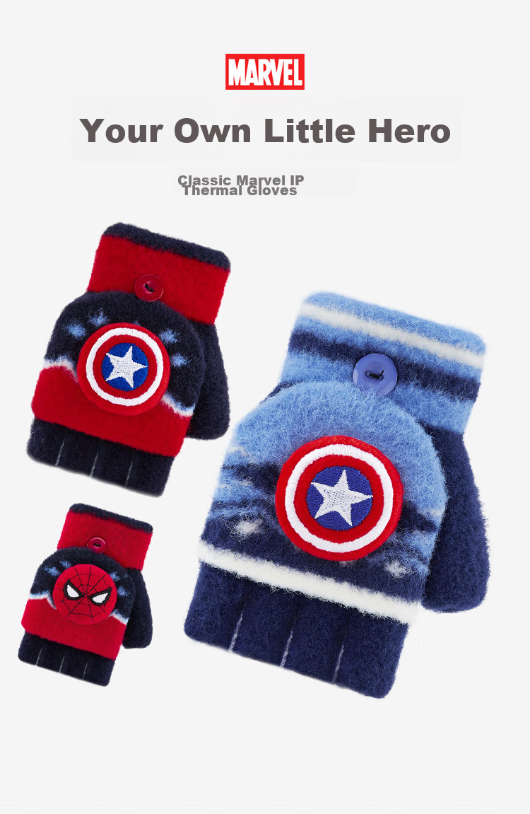 Disney Boys Spider-Man Winter Half-Finger Gloves, Baby Five-Finger Flip-Up Gloves HM70129, Spider-Ma 2
