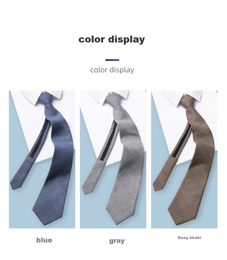 Luomeng Men's Necktie, JK Formal Business Wedding Versatile Work Tie, 7cm No-Tie Zipper Trendy Gift Box Set 10