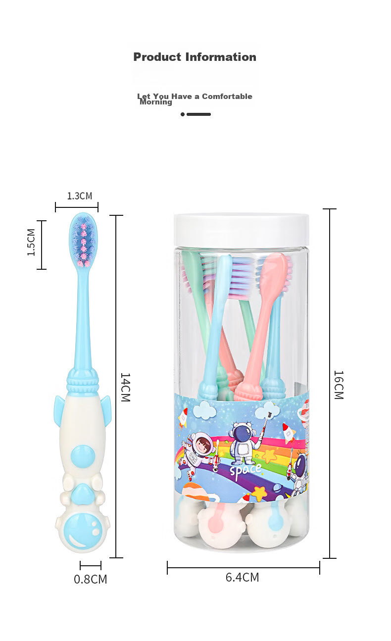 BRUSHING BEAR Children's Toothbrush Soft Bristles for Ages 3-6 to 7-8 Boys And Girls Elementary School Students Teething Period 8-Pack 6