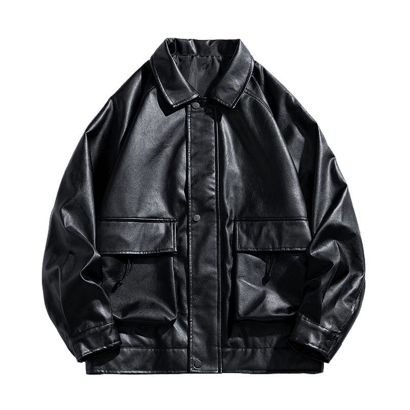 MMOPTOP Retro High Street Leather Jacket for Men, Spring And Autumn Pilot Versatile Jacket, JN810 Black 2XL