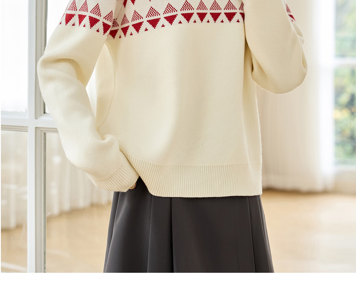 PinCai Knitted Sweater for Women, Round Neck, Retro And Gentle, Suitable for Outdoor Wear, Christmas Style, Lazy And Soft Knit Sweater P144Z9008 38