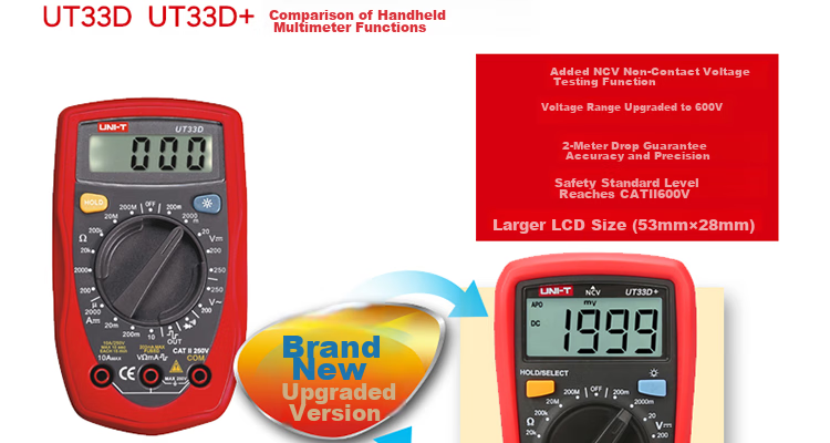 UNI-T UT33A+ Pocket Digital Multimeter, High-Precision Burn-Proof Multimeter, Electrician's Meter, Multi-Purpose Meter for Home Use 43