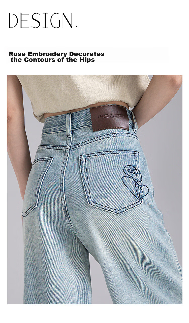 Dme [Paired with Wang Jeans] Spring And Autumn Best-Selling Classic Washed Wide-Leg High-Waist Slimming Loose Straight-Leg Pants for Wome 13
