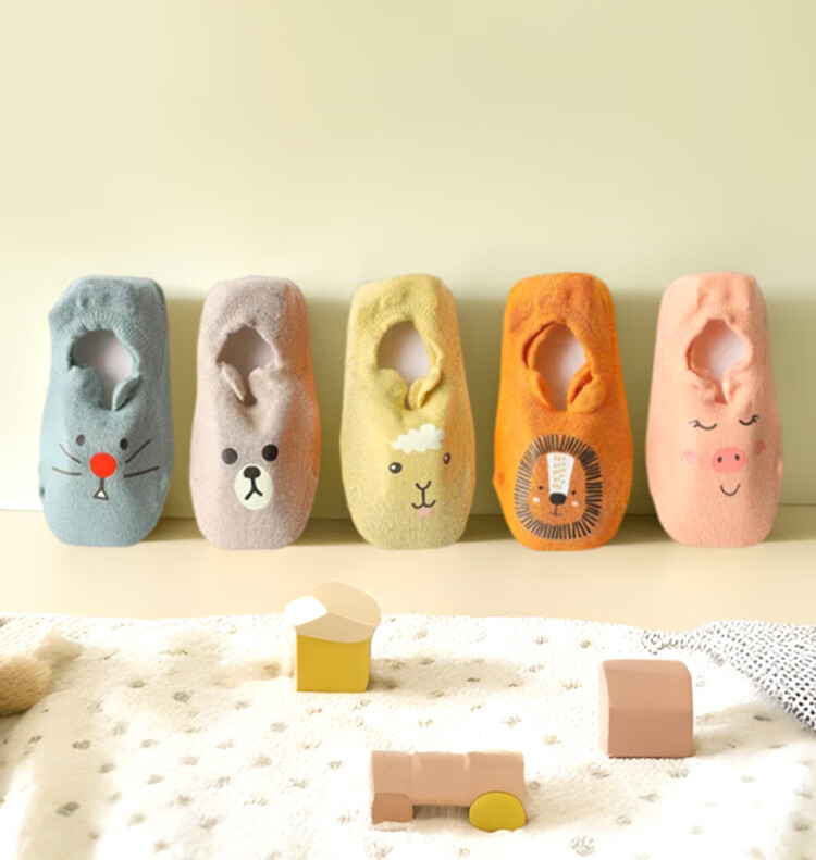 9i9 Baby Floor Socks Non-Slip Grip Toddler Walking Socks 5 Pairs A42 Mixed Animal Design 1-3 Years 13