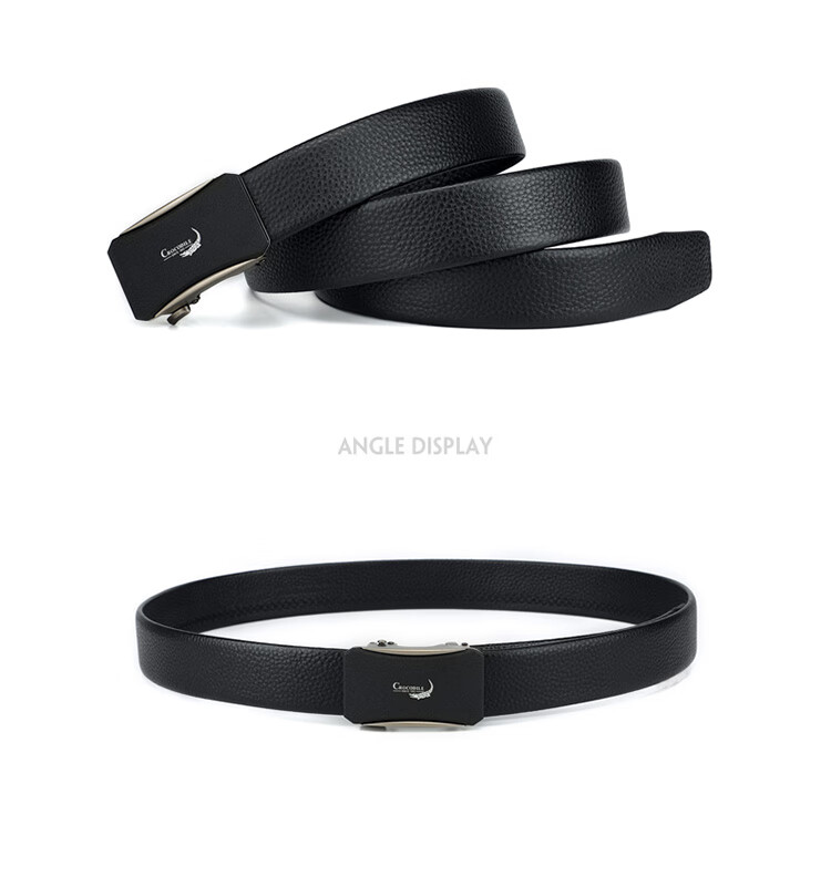 CROCODILE Top-Grain Leather Men's Belt, Automatic Buckle, Casual Youth Waistband, Gift for Boyfriend, 12501 3