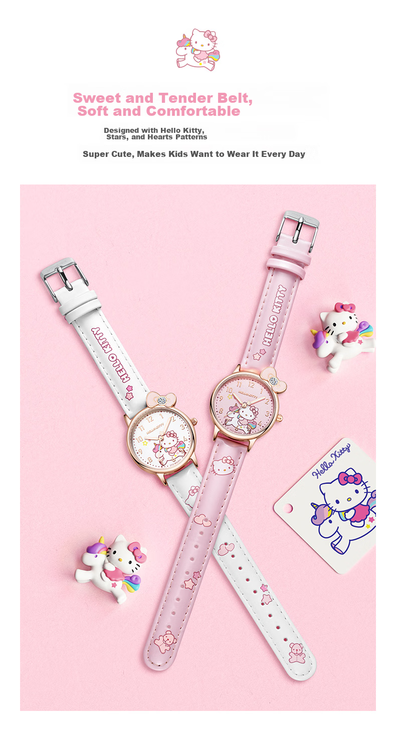 ZGO X Sanrio Watch for Women Students, Waterproof Quartz Watch for Elementary And Middle School Children, Girls' Watch, 273 White 5