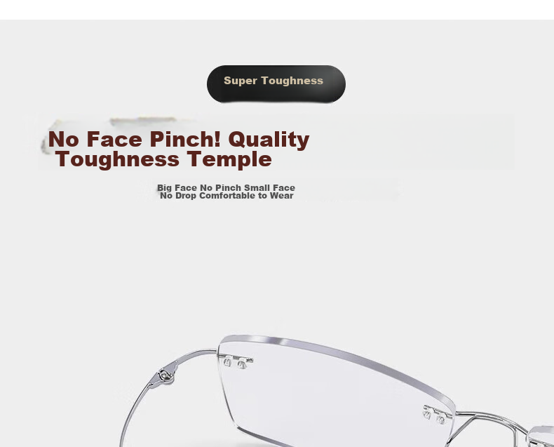 LESCA LUNETIER Imported Lenses, High-Definition Reading Glasses for Men, Bifocal Frameless Ultra-Light Glasses, Blue Light Blocking, High-End Brand for Me 18