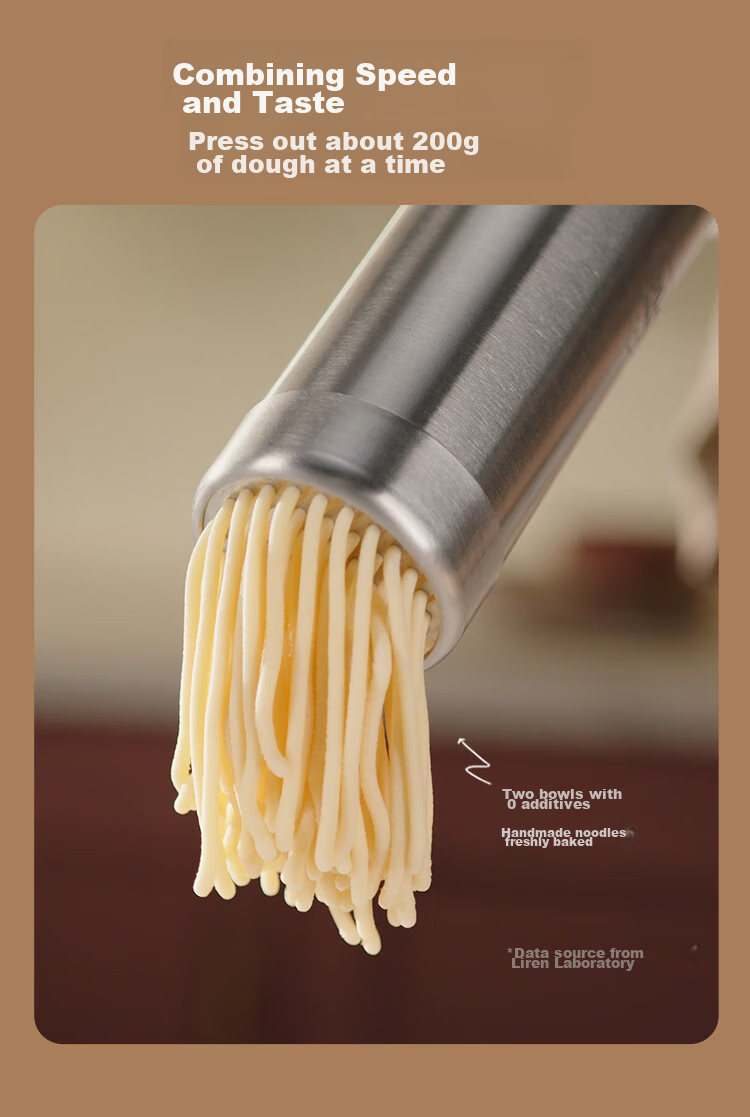 Liven Noodle Maker with Power Display, Home Automatic Wireless Handheld Pasta Press, Electric Youtiao Maker, Stainless Steel Noodle Machine with 5 Mold Types ML-A410 8