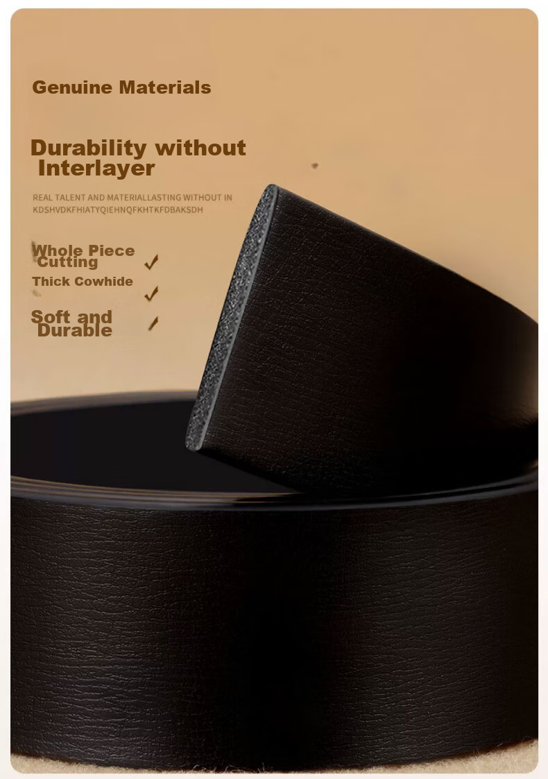 Huili Men's Genuine Leather Belt with Automatic Buckle, New High-Quality Cowhide Business Casual Simple Waist Belt 9