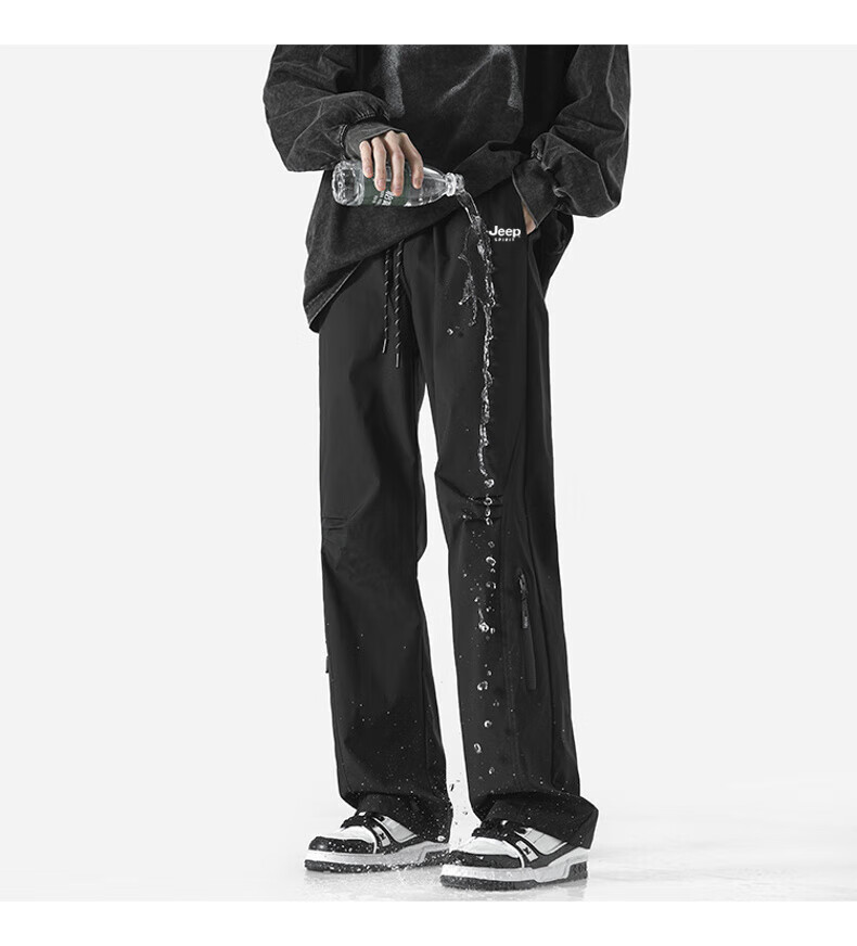 JEEP SPIRIT Men's Casual Outdoor Breathable Pants Black XL 4