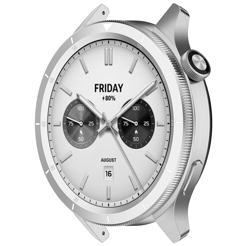 KMaxAI Compatible with Xiaomi Watch S4/S3 Replacement Watch Band, Xiaomi ESIM Version Watch Face, Dual Time Zone Scale Watch Case, Rotating Watch Band, Silver Scale