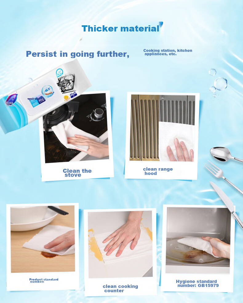 MIAOJIE Antibacterial Wipes, 48 Sheets*2 Packs, Disposable Kitchen Wipes for Lazy People 9
