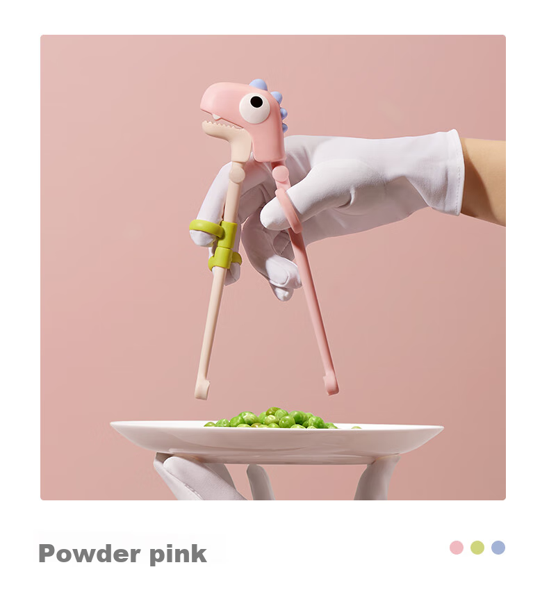 Babycare Children's Chopsticks, Baby Silicone Training Chopsticks, Infant Tableware Specialized Chopsticks, Dinosaur Practice Chopsticks, Wei'er Pink 12