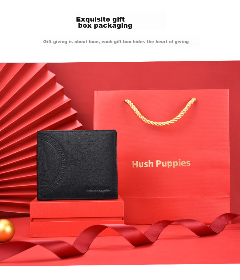 Hush Puppies Wallet, Short Business Casual Brand Embossed Billfold, Gift Box Set, Father's Day Gift for Boyfriend 5