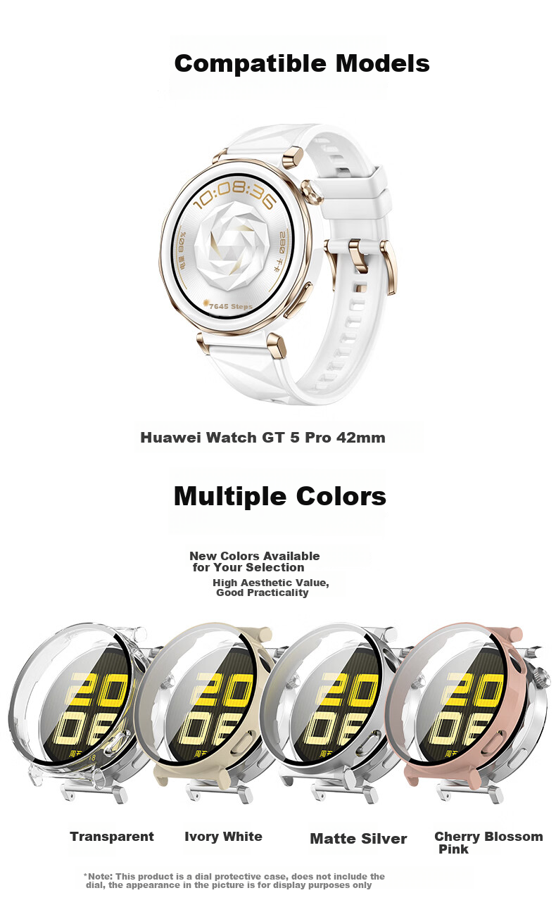 KMaxAI Diamond-Encrusted Protective Case for Huawei Watch GT5 Pro 42mm, Watch Screen Protector Tempered Glass Film, Dial Protective Cover, Women's Watch Case Screen Anti-Scratch Frame, Starlight 2