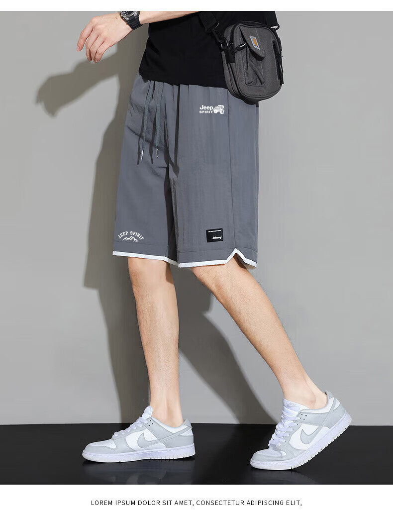 JEEP SPIRIT Men's Shorts, Summer New Style Loose-Fit Five-Point Pants, Quick-Dry Sports Menswear, Black, XL 7