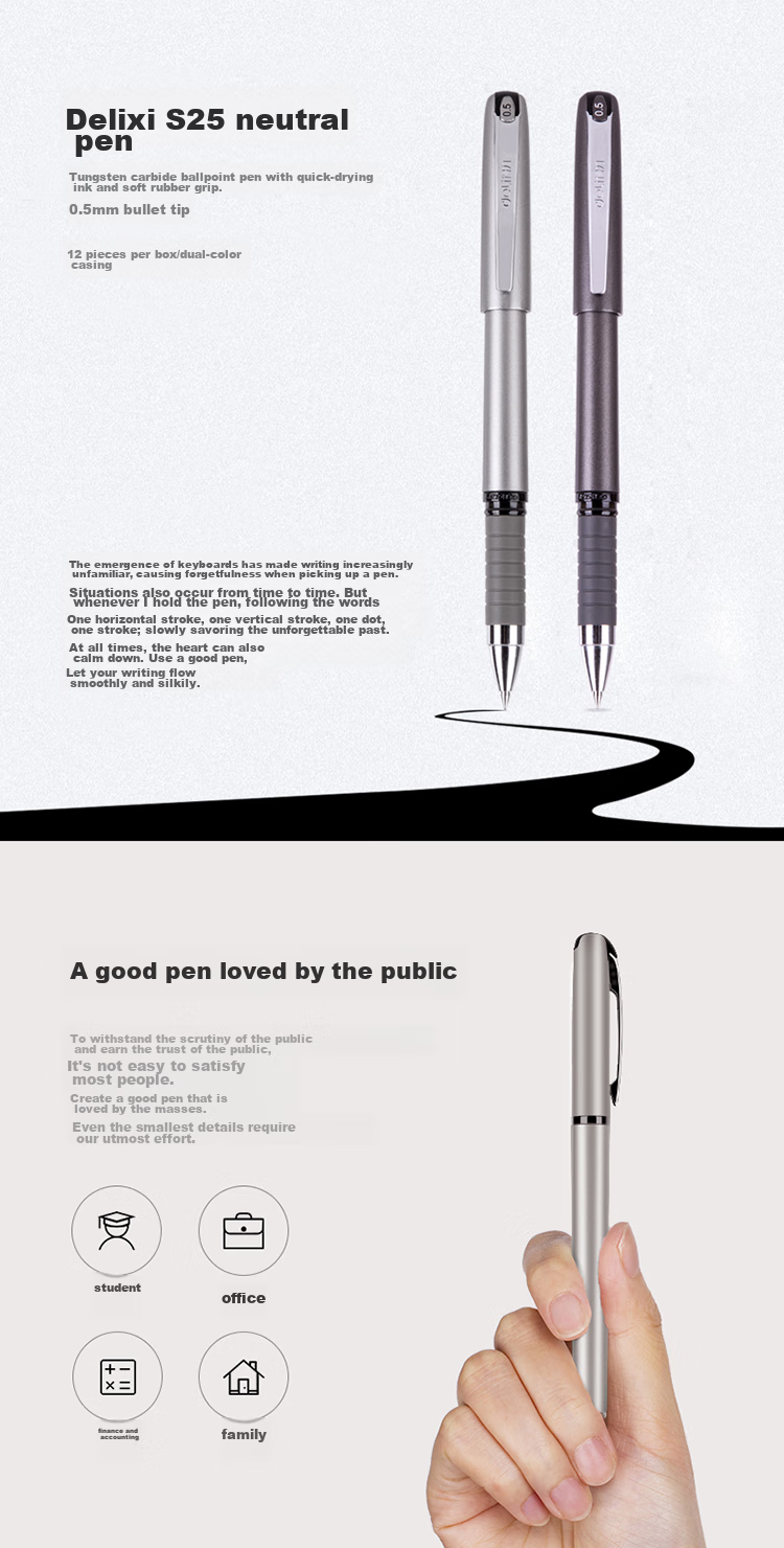 Deli Ultra-Smooth Retractable Gel Pen, 0.7mm Bullet Tip, Black Ink, 10 Pens/Box, S59-07 College Entrance Exam 2