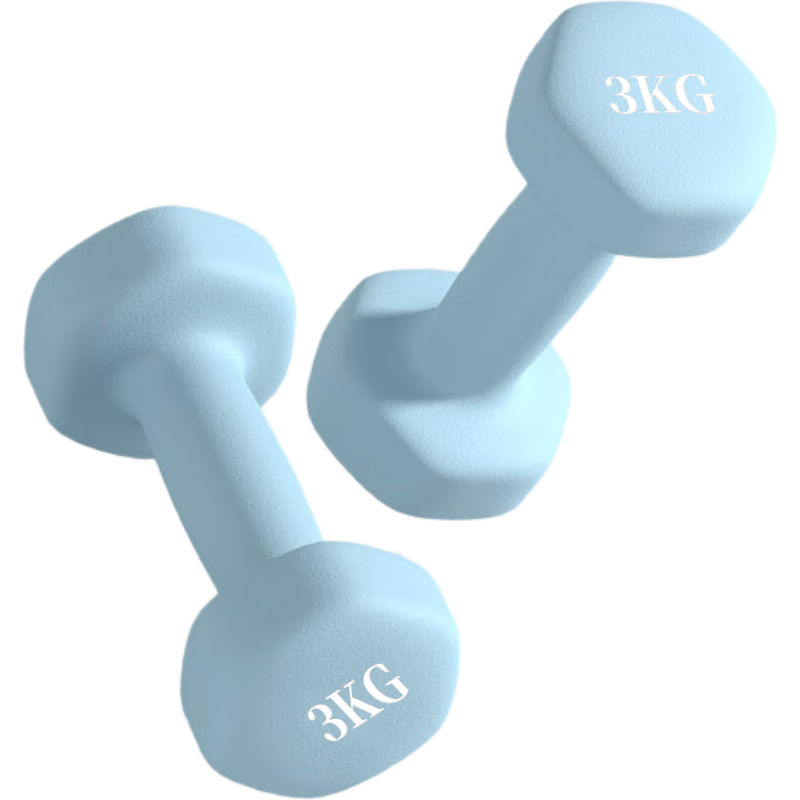 Chengyue Color-Coated Rubber Dumbbells for Men And Women, Home Fitness Muscle Arm Shaping Light to Heavy Weight Water Blue 3kg*2 CY-570