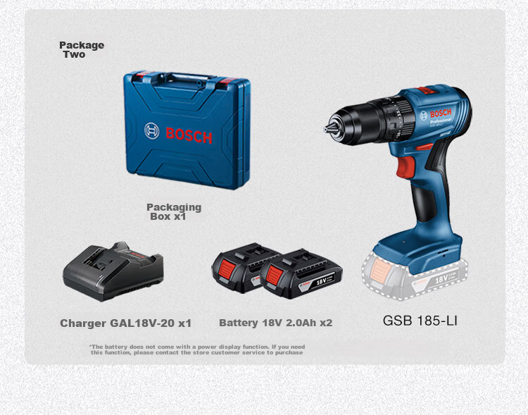 BOSCH Electric Drill, Impact Drill, Power Screwdriver, Wall Drilling, Brushless Lithium Battery GSB185 18V Single Battery Xiaohaxia Set 18