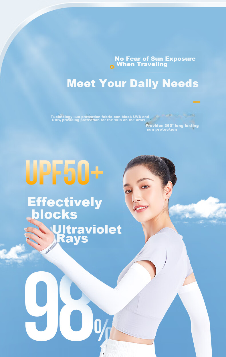 XTEP Ice Sleeves Sun Protection Driving Outdoor Sports Cycling Men Women Ice Silk Arm Sleeves Fishing UV Long Sleeve Protectors White One Pair 4