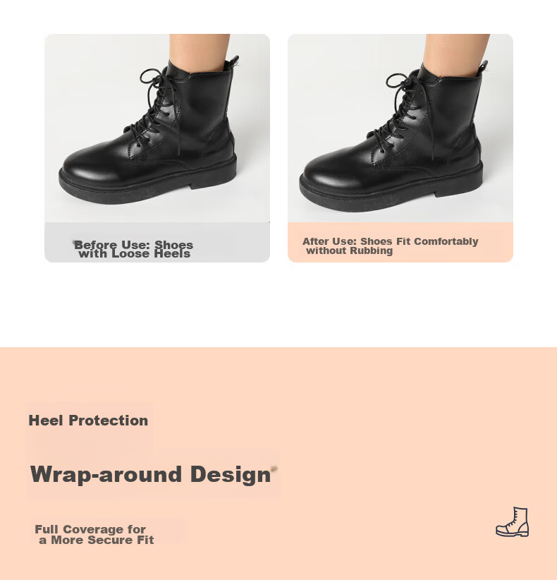 FOOTOPPO Martin Boots Heel Pad for Men, Foot Balm, Shoe Size Reducer, Anti-Slip Heel Pad for Leather Shoes 6
