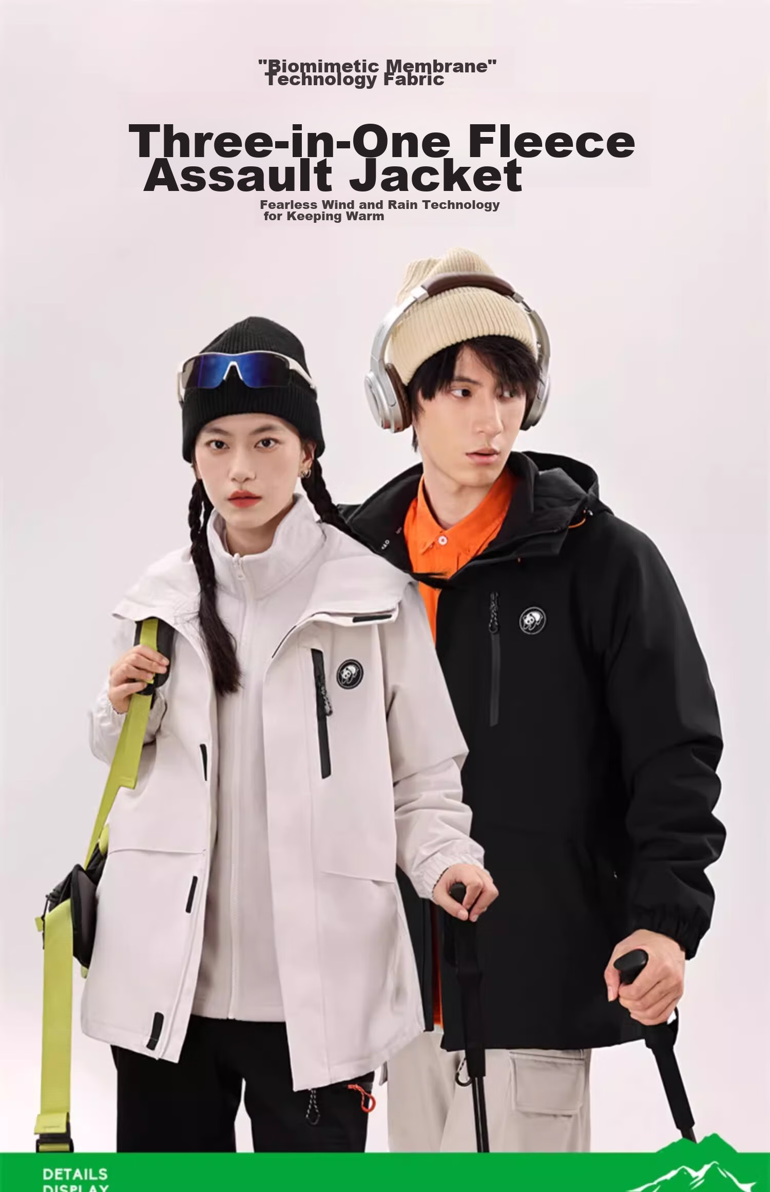 CAMEL Panda Three-In Outdoor Waterproof And Windproof Jacket for Men And Women, Autumn And Winter Hiking And Mountaineering Coat 1641 2