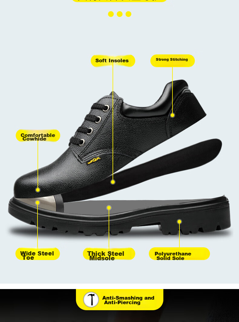 FUCHENG Safety Shoes for Men, Functional Footwear with Steel Toe Cap, Anti-Smashing And Puncture-Resistant, Comfortable And Breathable Work Shoes 012 Size 43 5