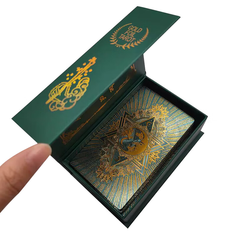 Miaoji Tarot Cards, Authentic PVC, Beginner's Weitatao Tarot Cards, Gold Foil Complete Set, Waterproof, Green Moon, with Tablecloth 3