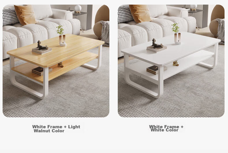 Gupujia Coffee Table, Simple Living Room Design for Small Apartments, Double-Layer Steel Frame, Small Tea Table, Small Table for Guests, Tea Table, Dark Gray, 120 Cm Long 3