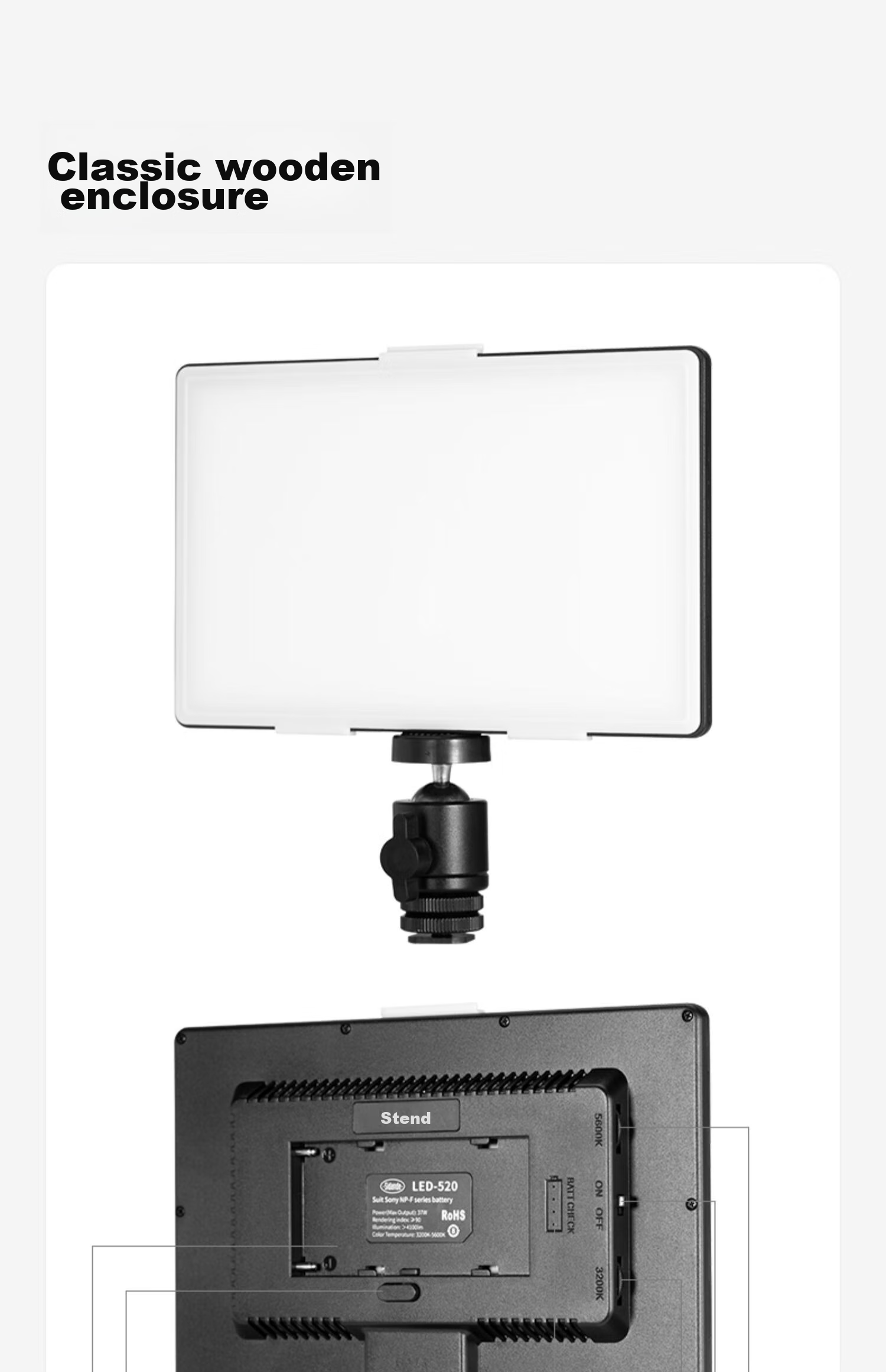Sidande LED 520 Fill Light, Handheld Photography Fill Light, Portable LED Panel Light for Cameras, 37W Dual Color Temperature Adjustable, DSLR Shooting, Restaurant Food Photography, Portrait Lighting 5