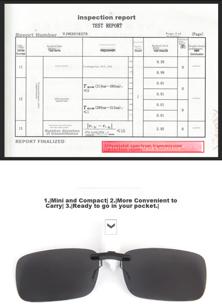 Quxing Polarized Clip-On Sunglasses, UV Protection Car Driving Sunglasses, Compatible with Nearsighted Glasses, Can Be Flipped Up to Form A Frog-Shaped Mirror 3
