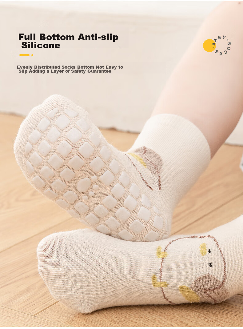 Tongyan Baby Socks, Infant Floor Socks, Spring And Summer Indoor Non-Slip Warm Toddler Socks for Boys And Girls, 3 Pairs Pack, 0-1 Year Old 4