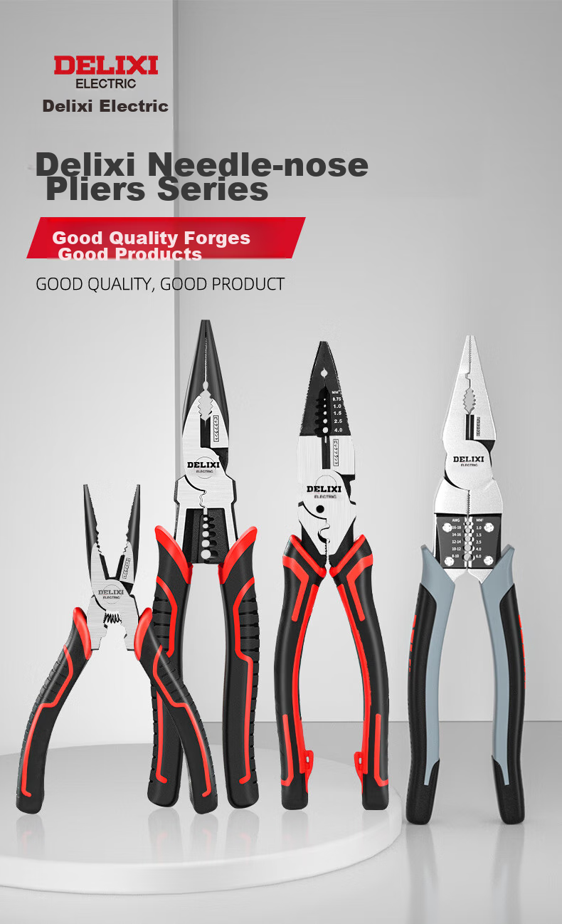 DELIXI Tiger Pliers, Multi-Functional Diagonal Cutting Pliers, Needle-Nose Pliers, Specialized Electrician Wire Stripping Pliers, Hardware Universal Wire Cutters, Steel Wire Pliers, 6 Inches 1