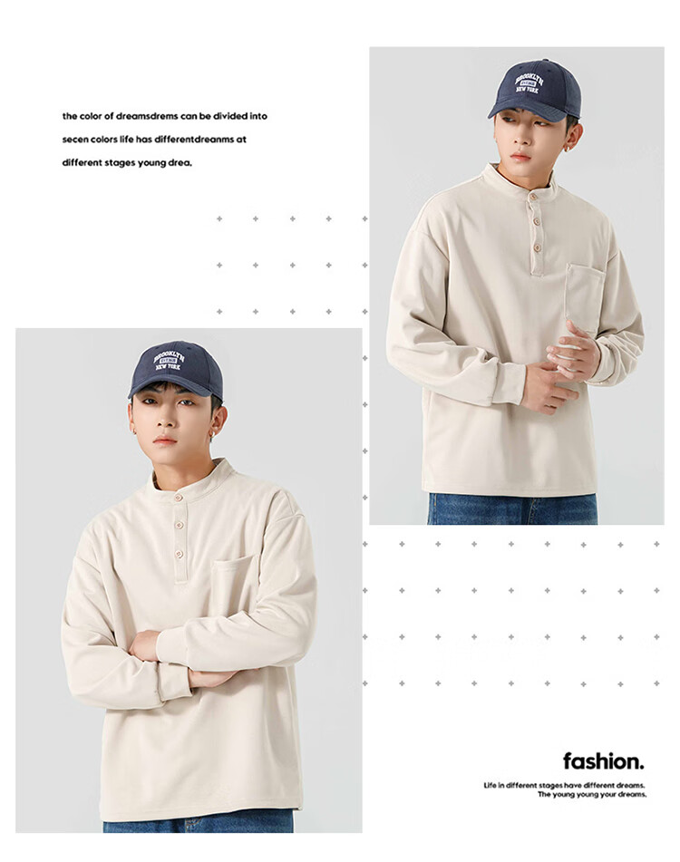 Dingfengbaoluo American Streetwear Men's Long Sleeve T-Shirt Spring Summer Crewneck Sweatshirt Loose Casual Base Shirt MT41 Black XL 14