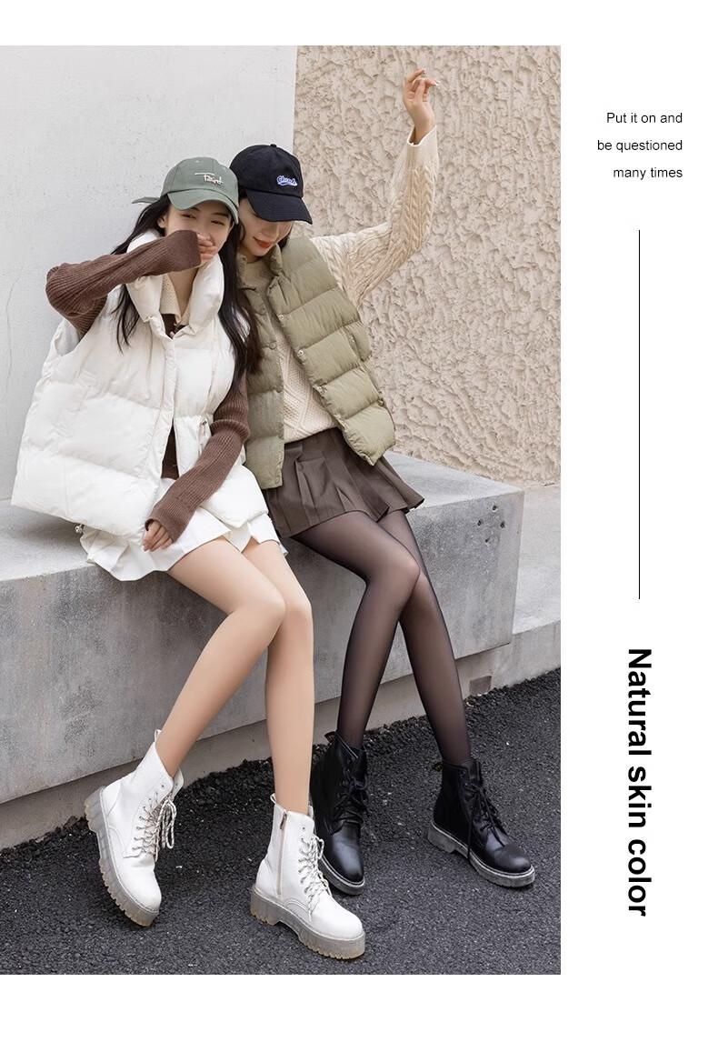 LangSha Detachable Leggings for Women, Bare Leg Effect, Stockings for Autumn And Winter, Double-Layered Fake Translucent Skin, Thickened And Fleece-Lined, Suitable for Outdoor Wear 23