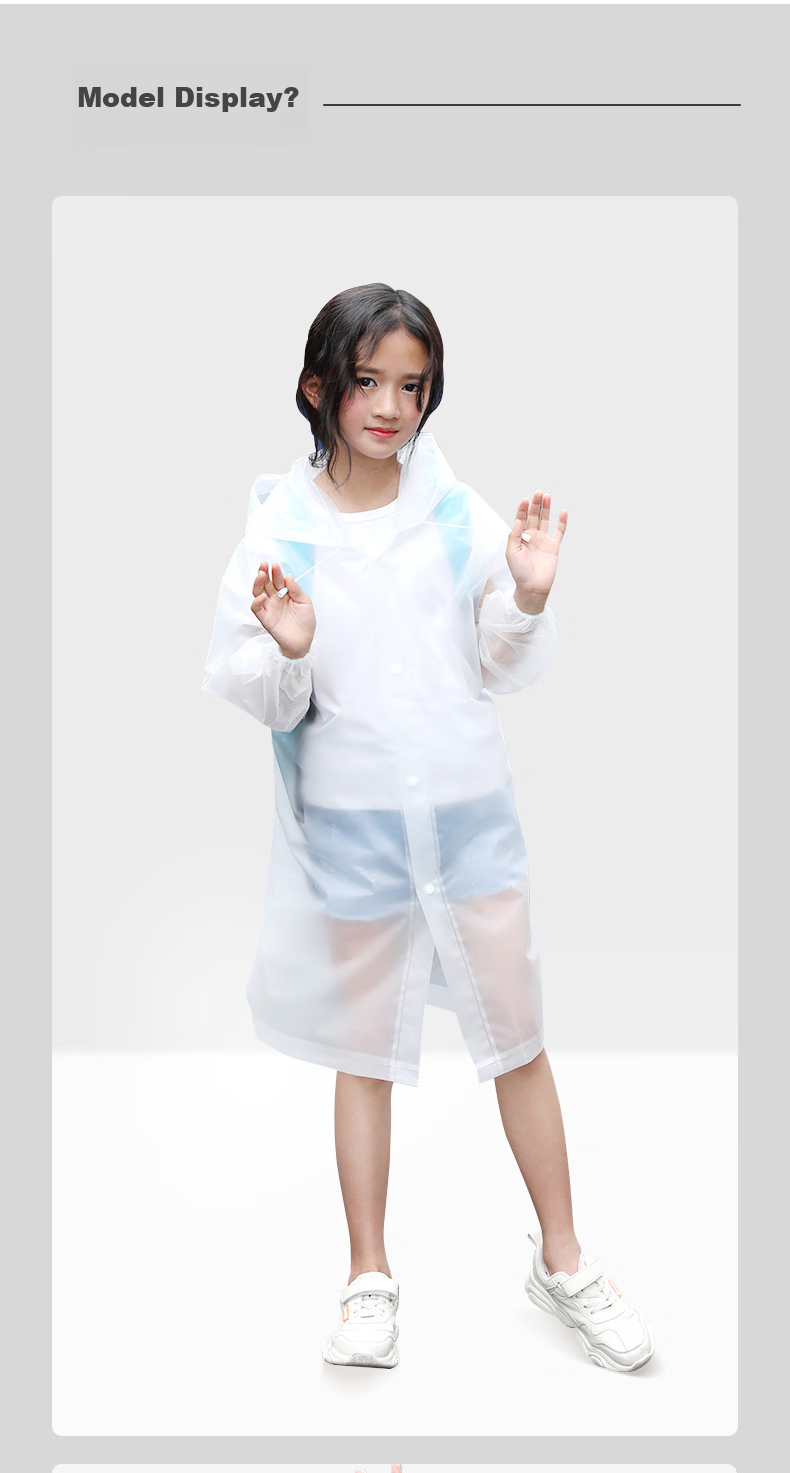 NOLANSEND Disposable Raincoat Poncho for Children, Boys And Girls, Thickened Semi-Transparent, Essential for School Students, White Three-Piece Set 9