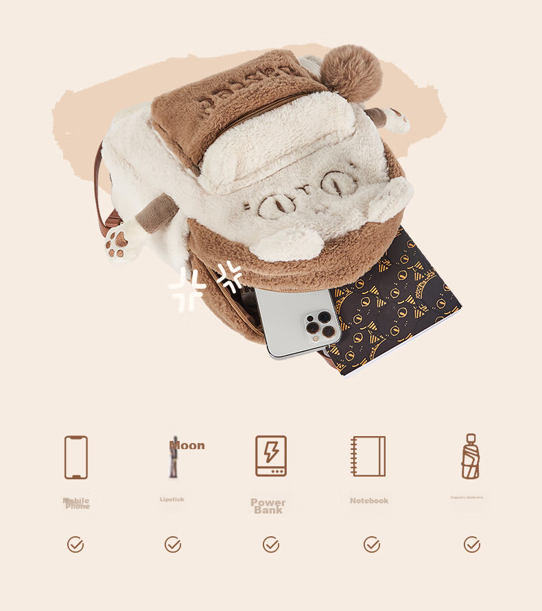 Dayingbowuguan Anderson Cat Backpack, Cute Plush Cat Design, Double Shoulder Bag, Schoolbag, Birthday Gift for Girls 10