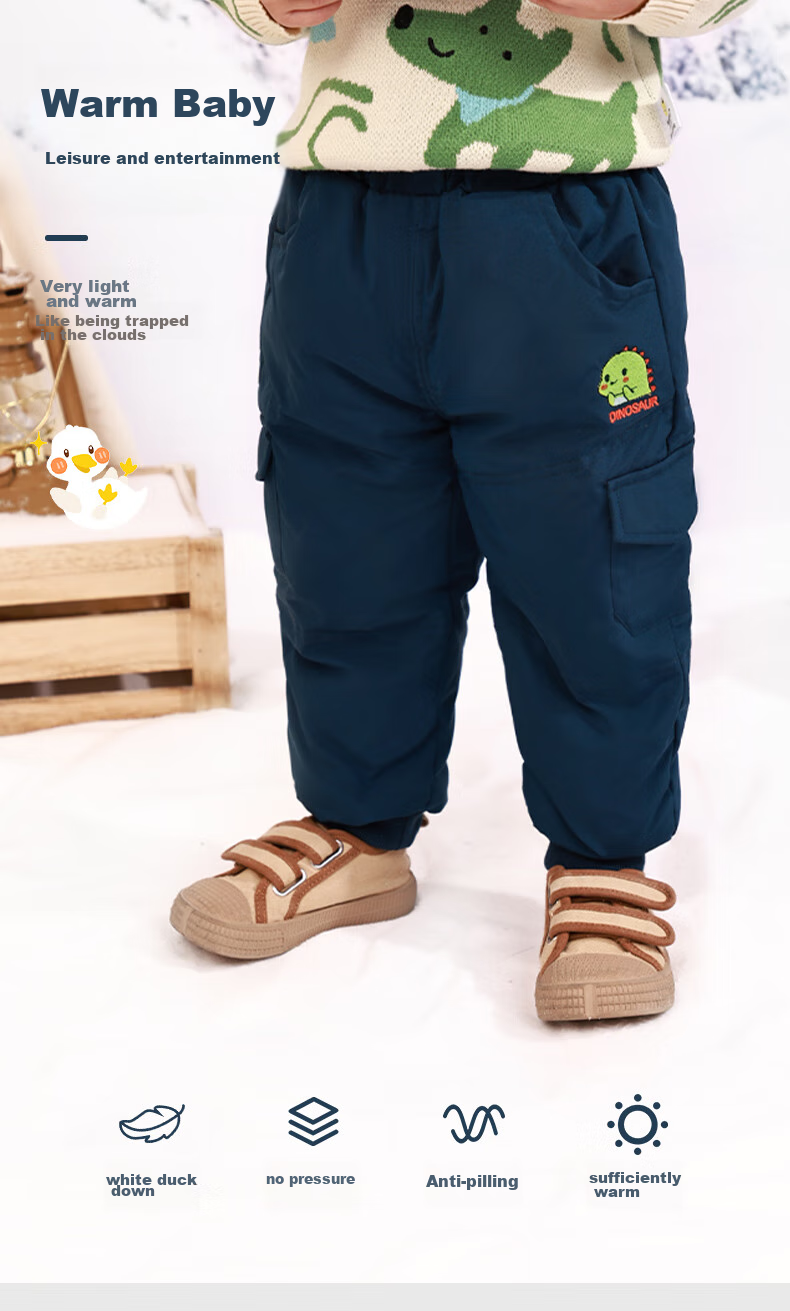 Ciciibear Boys' down Pants, Winter Outerwear, Baby Winter Clothing, Girls' Long Pants, Boys' Cotton Trousers, Baby Warm Pants 1