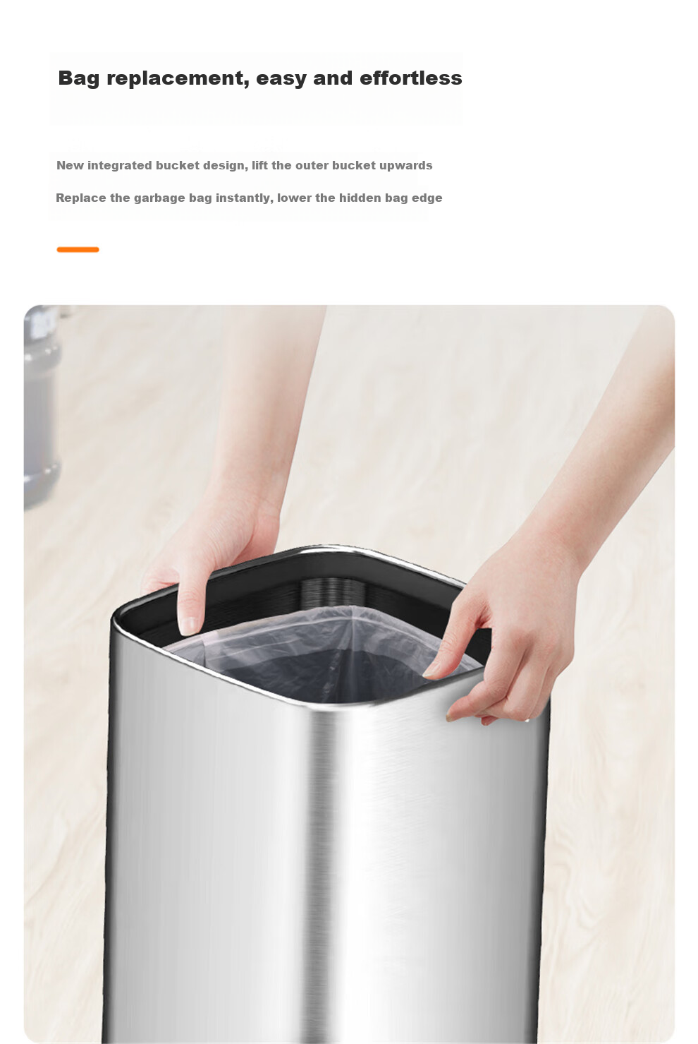 EKO Lidless Trash Can, 10L, Sand Steel, Large Size for Home Kitchen Bathroom, Stainless Steel Wastebasket, Recommended by Zhang Ruoyun, Model 9084 5