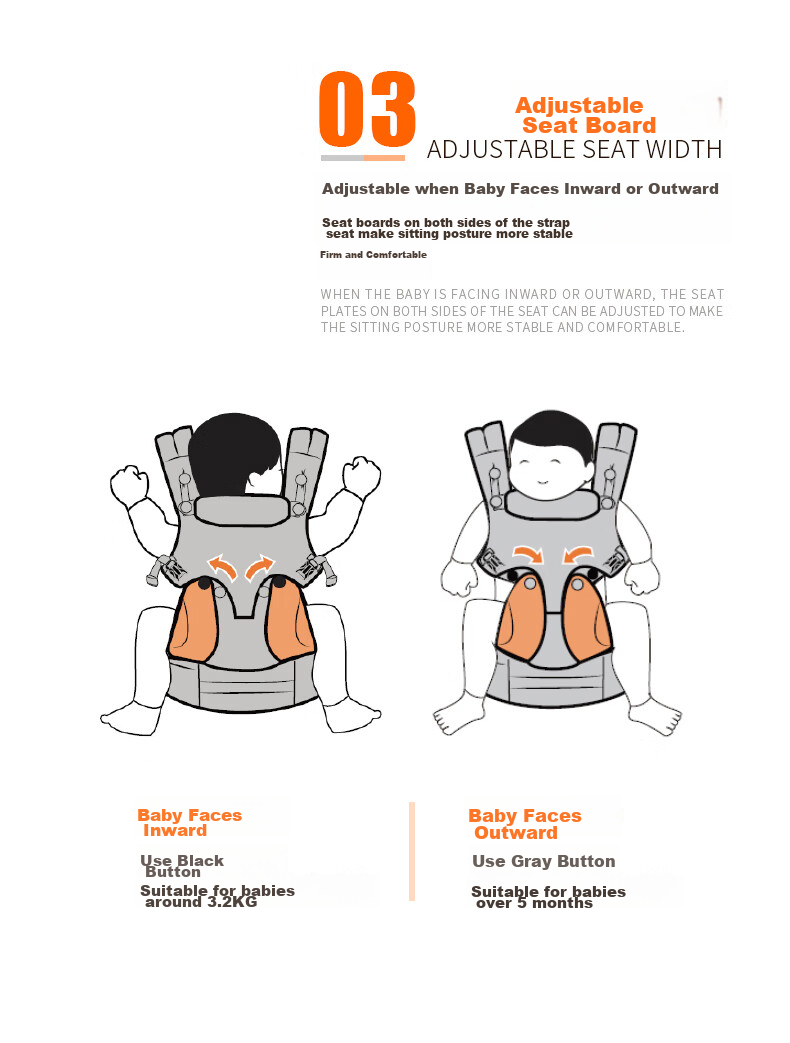 ERGObaby American Ergobaby Waist Stool, Baby Carrier, Omni Classic All-Stage, Soft And Breathable, Portable Baby Carrier, Gray 12
