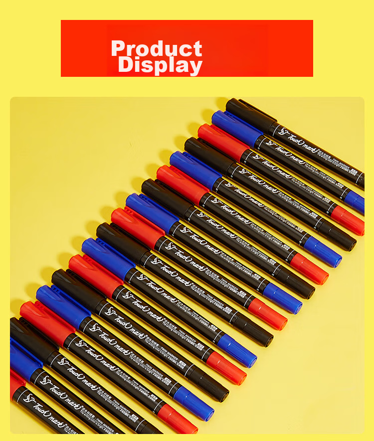 Touch Mark [Super Popular] Dual-Tip Permanent Marker Pen, Black, Waterproof, Quick-Drying, for Children's Drawing And Student Art, 12 Pcs 12