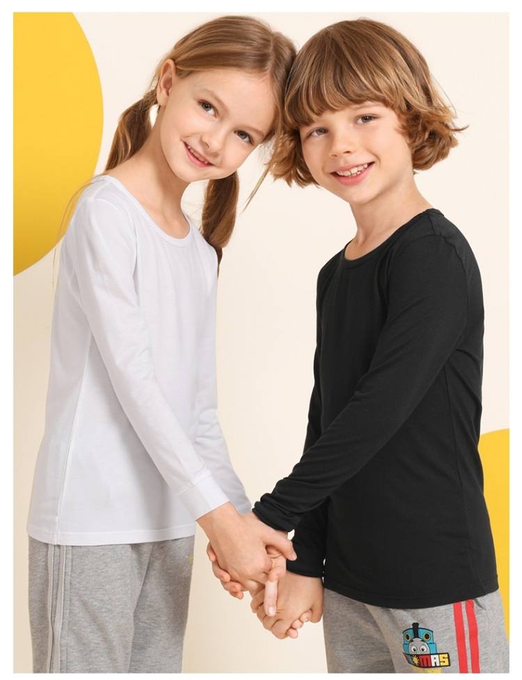 Baleno Children's Spring And Summer Round Neck Underwear Long Sleeve Base Layer for Boys And Girls 82817012 01W White 110cm 2