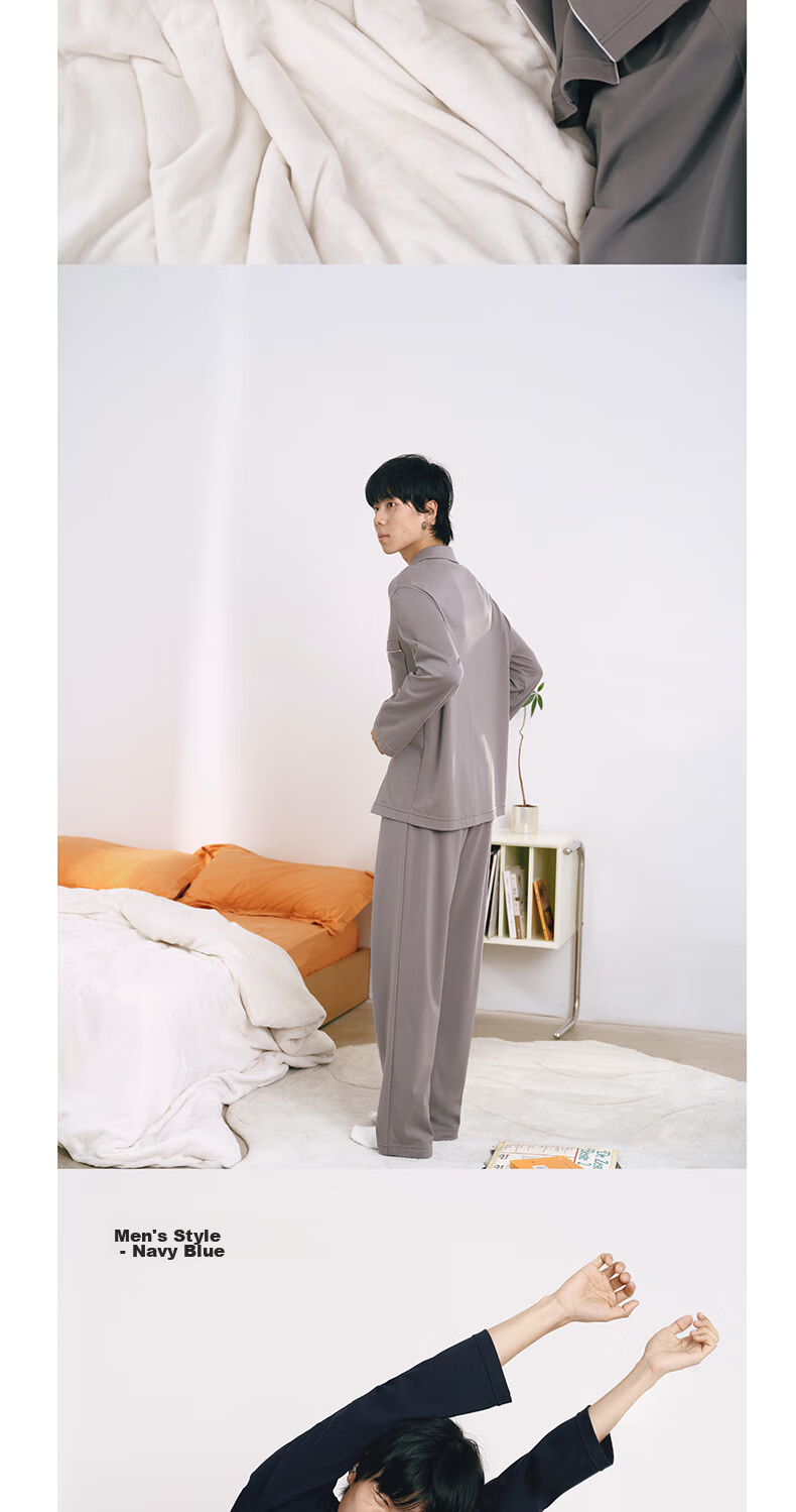 NEIWAI Orange Label [Good Lying Series] Couples' Pajama Cotton Sleepwear Set for Men And Women, Non-Pilling Breathable Loungewear 12