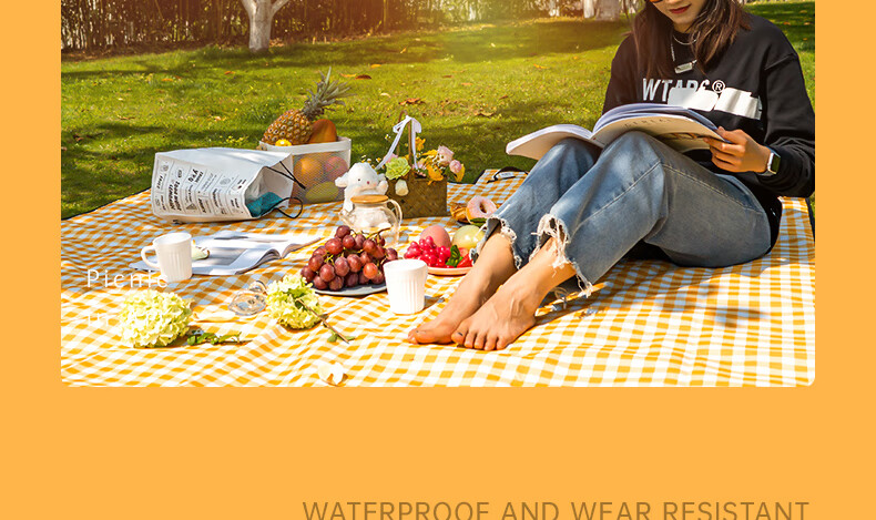 Deli Picnic Mat, Outdoor Thickened Moisture-Proof Mat, Oxford Cloth Portable Tent Mat, Beach Mat, Medium Size, Gree 12